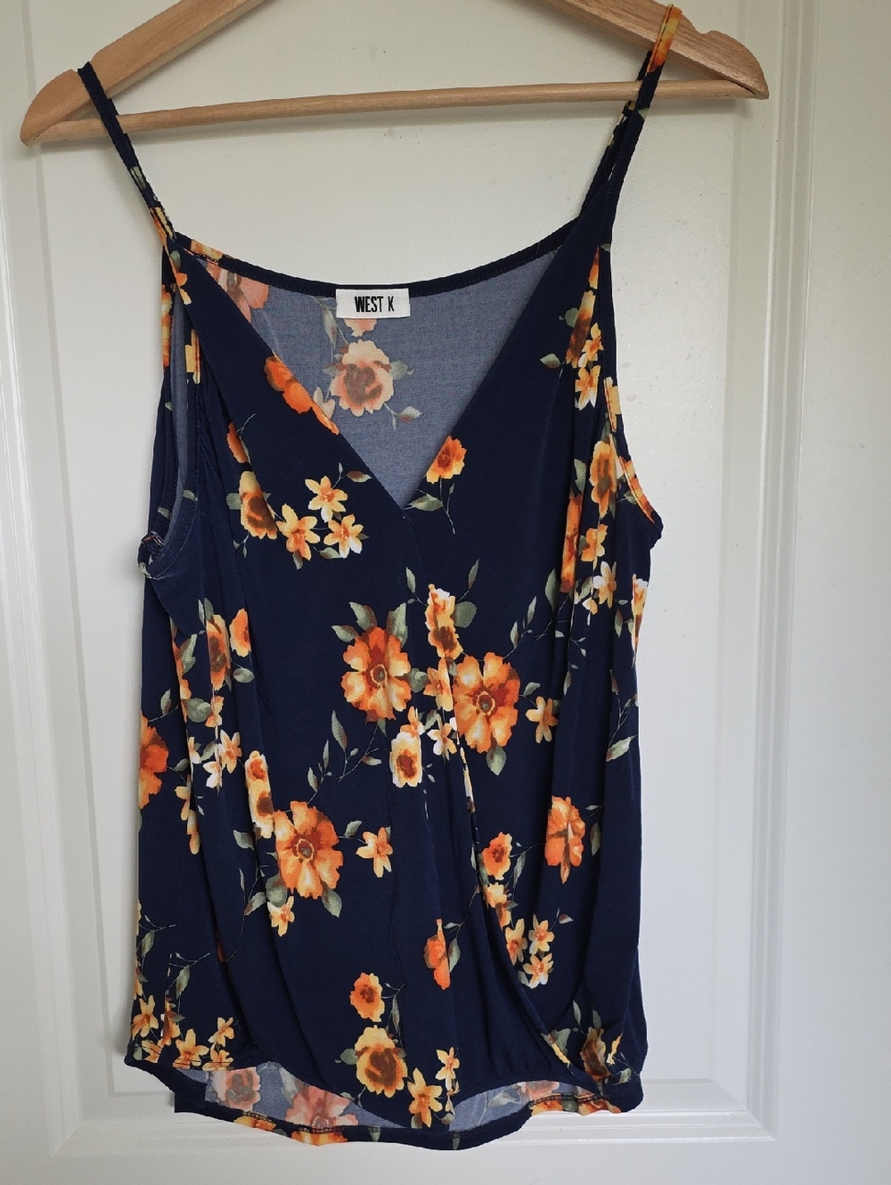 West K Navy Floral V-Neck Spaghetti Strap Camisole